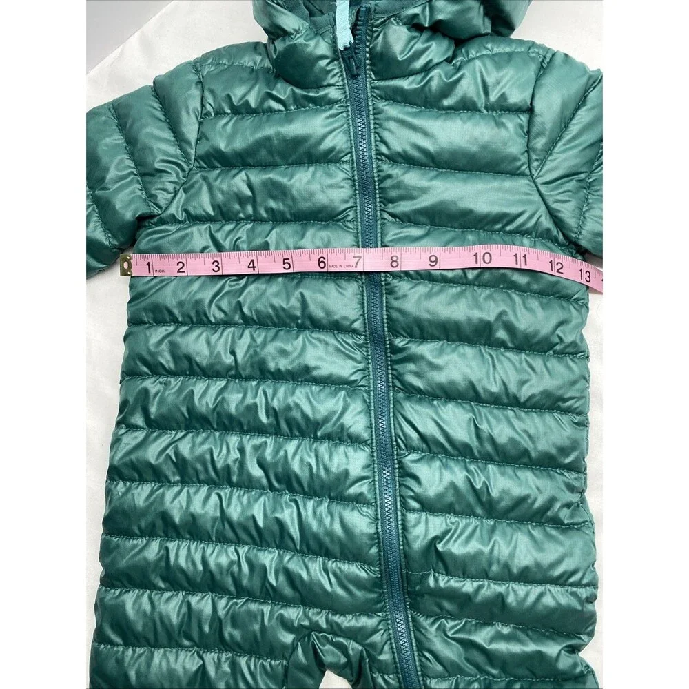 Primary Kids Puffer Bunting Snowsuit Teal Green 12-18 Months Hooded Baby